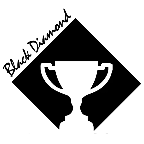 Black Diamond logo: white trophy in black diamond,