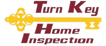 Logo for "Turn Key Home Inspection" with a yellow key and maroon text.