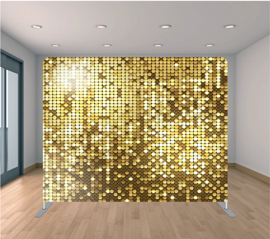 gold sequin wall backdrop