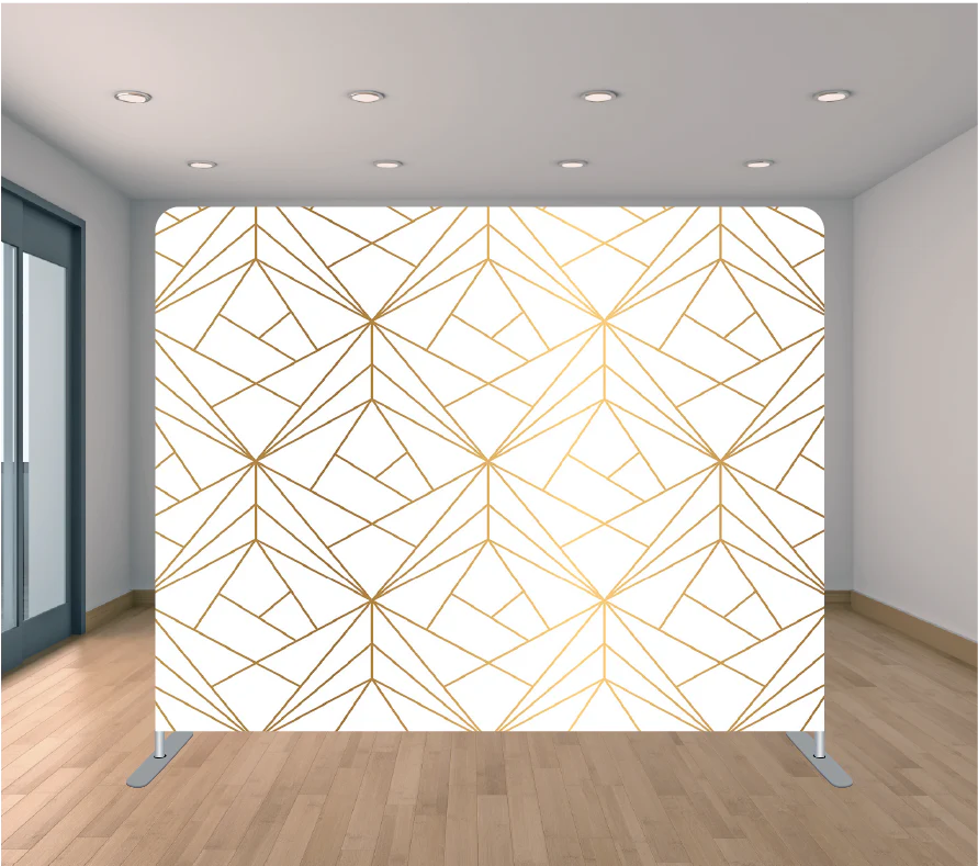 white with gold accents backdrop