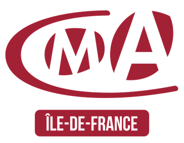 Un logo rouge et blanc pour coma ile-de-france