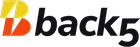 A black and orange logo for a company called back5