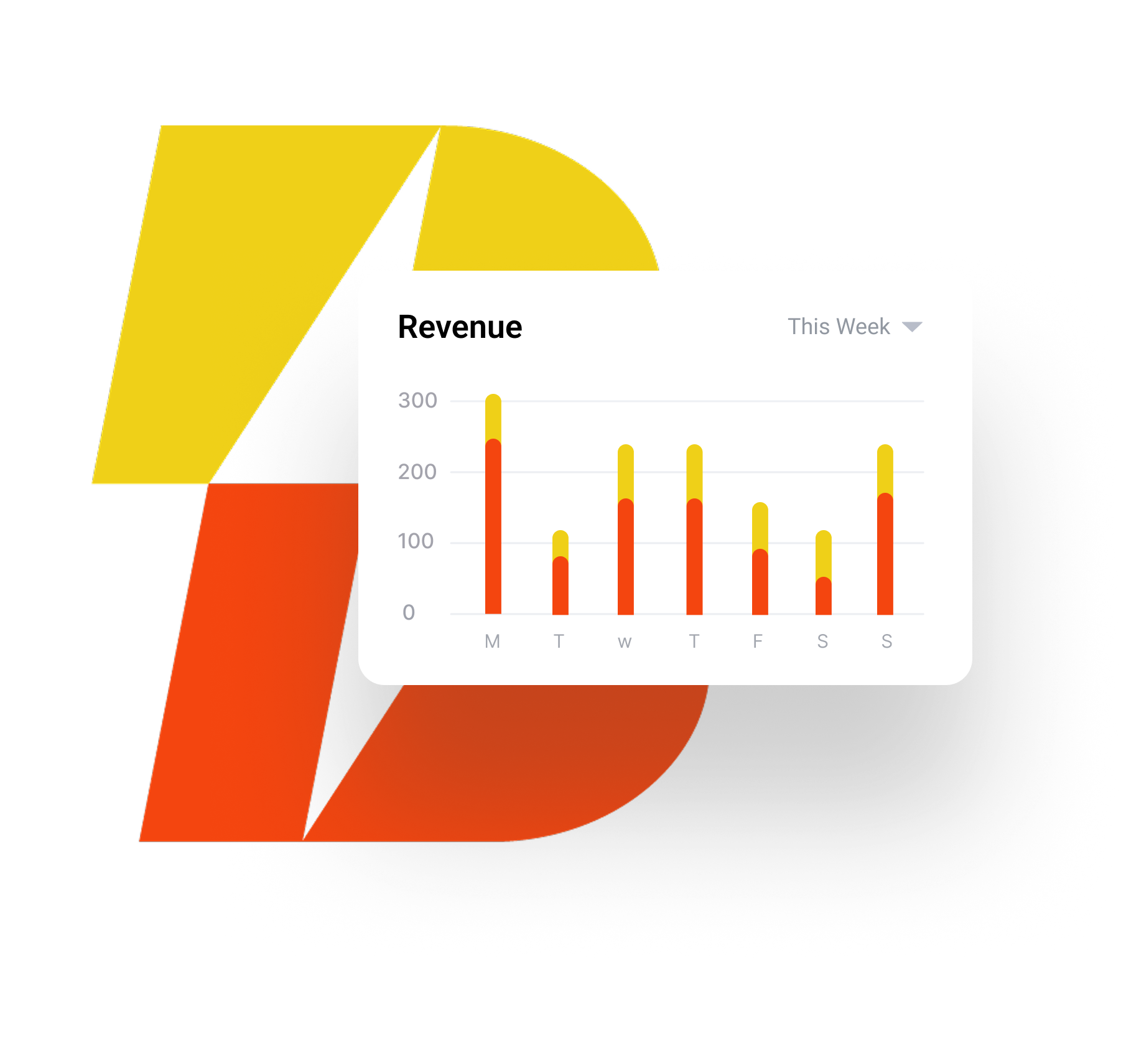 A yellow and orange logo with a graph on it.