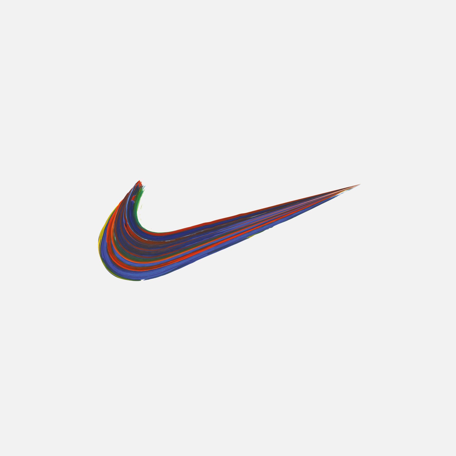 Nike swoosh logo, multi-colored layered design on white background.