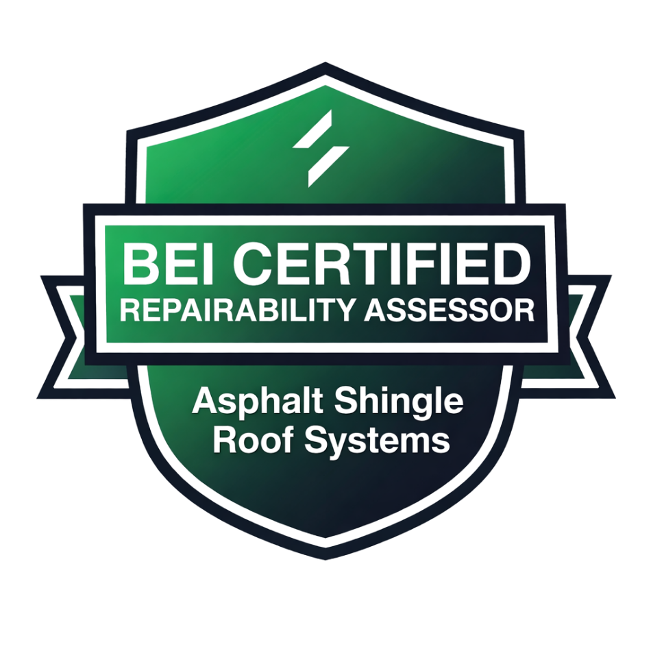 A green and black shield-shaped emblem labeled