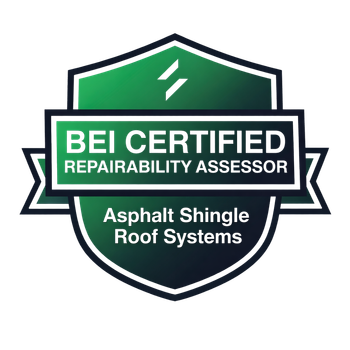 A green and black shield-shaped emblem labeled 