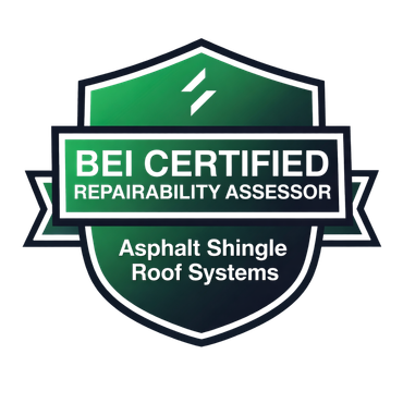 A green and white shield-shaped badge labeled 