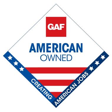 A logo that says gaf american owned creating american jobs offered by Best Nest Roofing & Renovations in Carrollton Ga