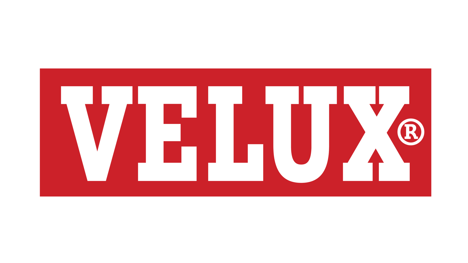 The velux logo is red and white on a white background.