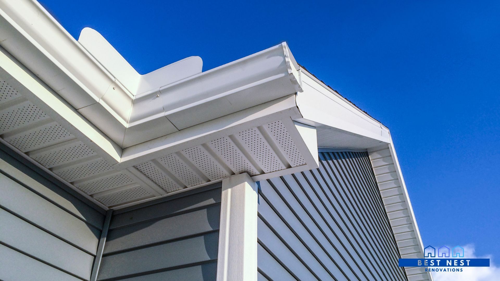 The roof of a house with new gutters in Carrollton Ga