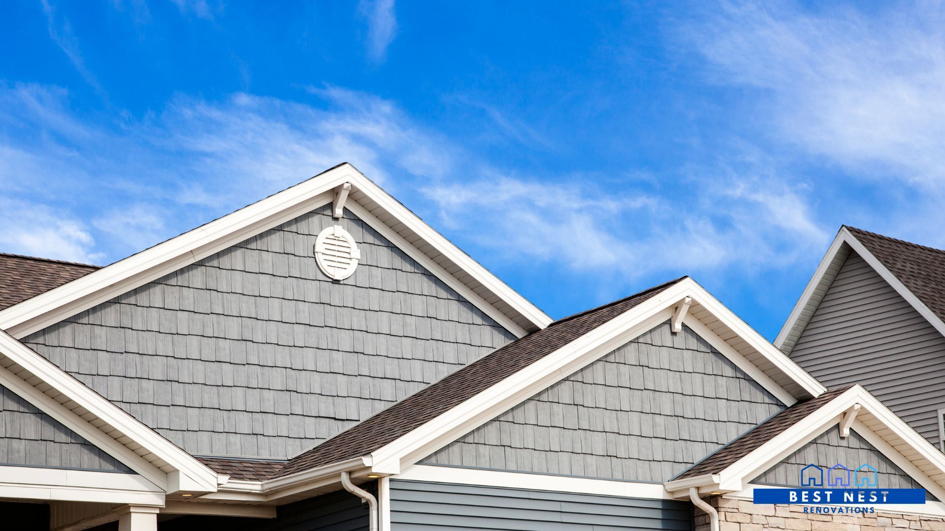 The roof of a house with new gutters in Carrollton Ga