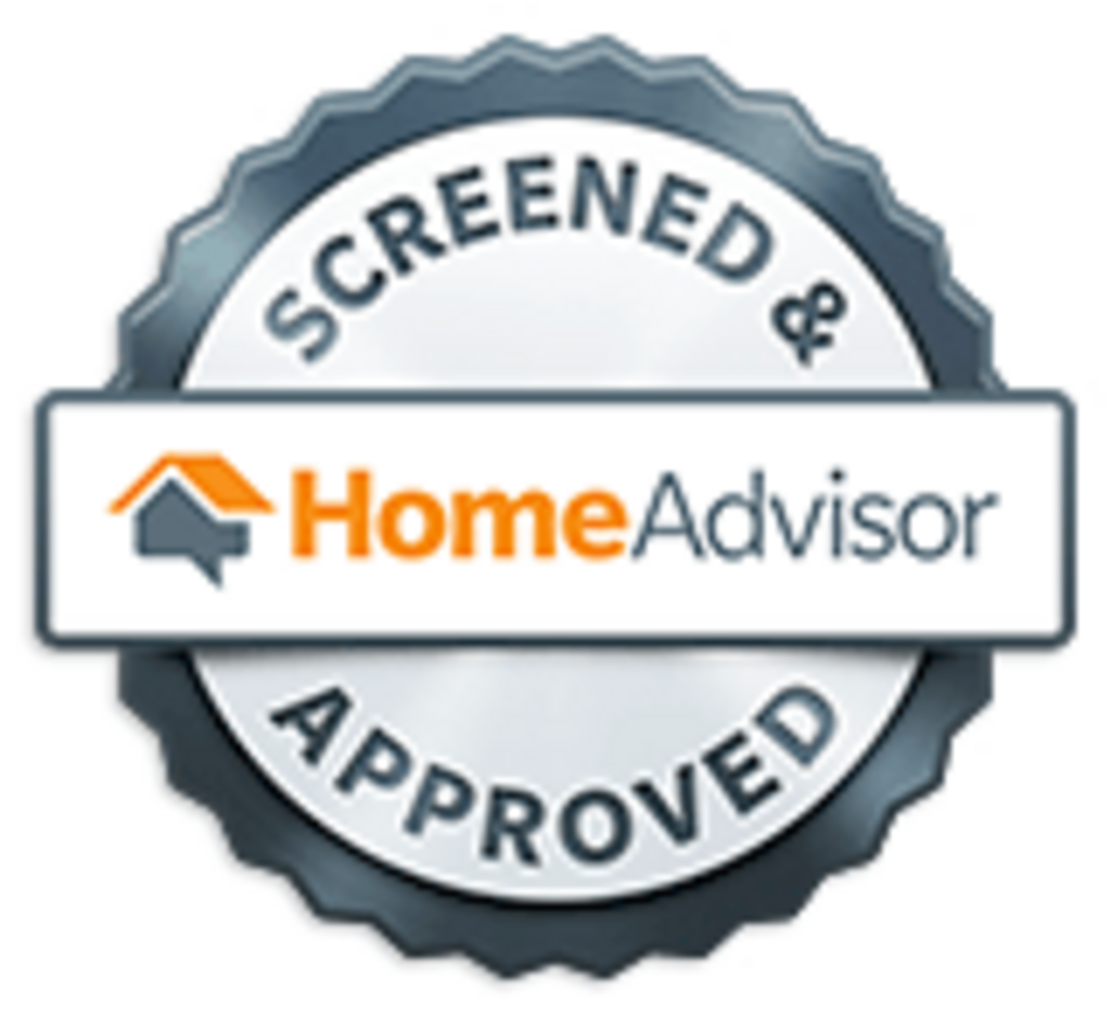 A screened and approved home advisor logo on a white background