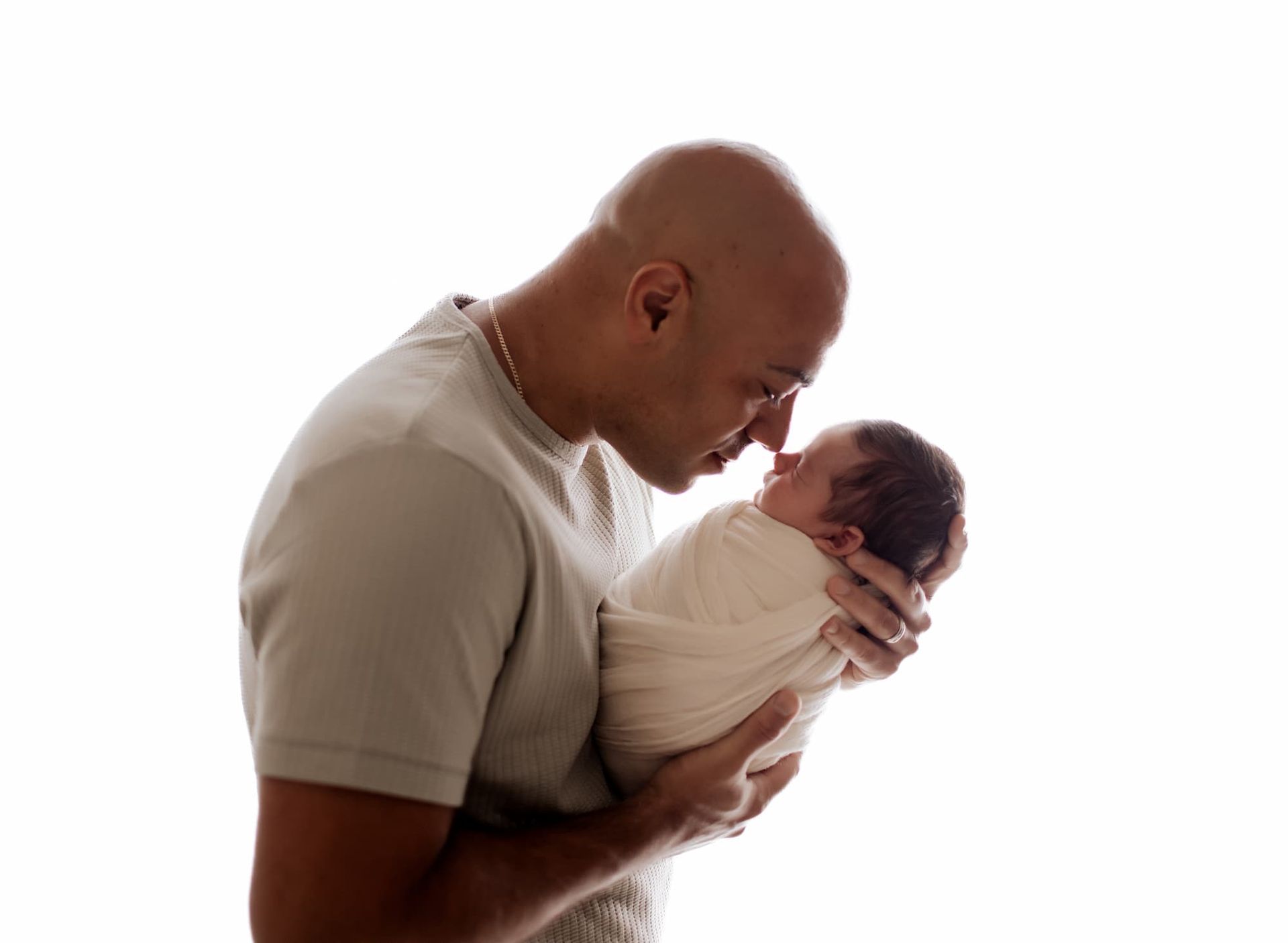 father and newborn baby portrait during Bergen County NJ newborn photography session
