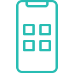 um ícone de um celular com quadrados na tela.