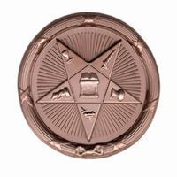 Bronze Eastern Star emblem with a five-pointed star and symbols.