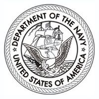 United States Department of the Navy seal: a ship, anchor, eagle, and text within a rope border.
