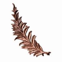 Bronze, decorative leaf with intricate details, against a white background.