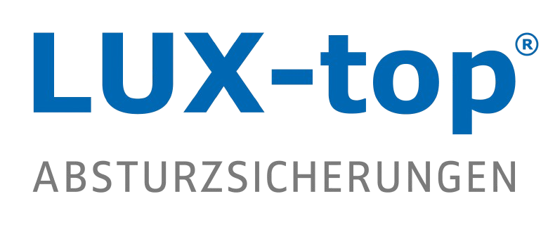 Das Logo von lux-top absturzsicherungen ist blau und weiß