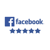 a facebook logo with five stars on it on a white background .