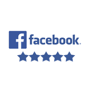 a facebook logo with five stars on it on a white background .