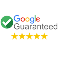 a google guaranteed logo with a check mark and five stars .