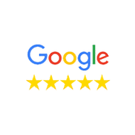 a google logo with five stars on it on a white background .