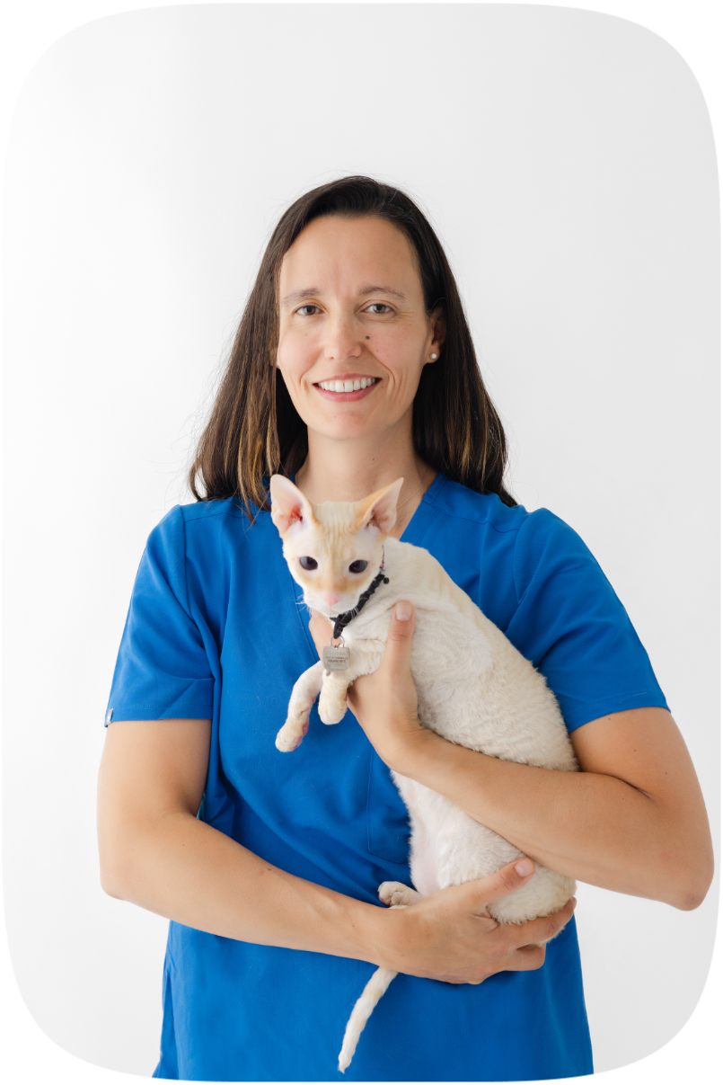 Dr. Aylin Atilla holds her cat, Lulu