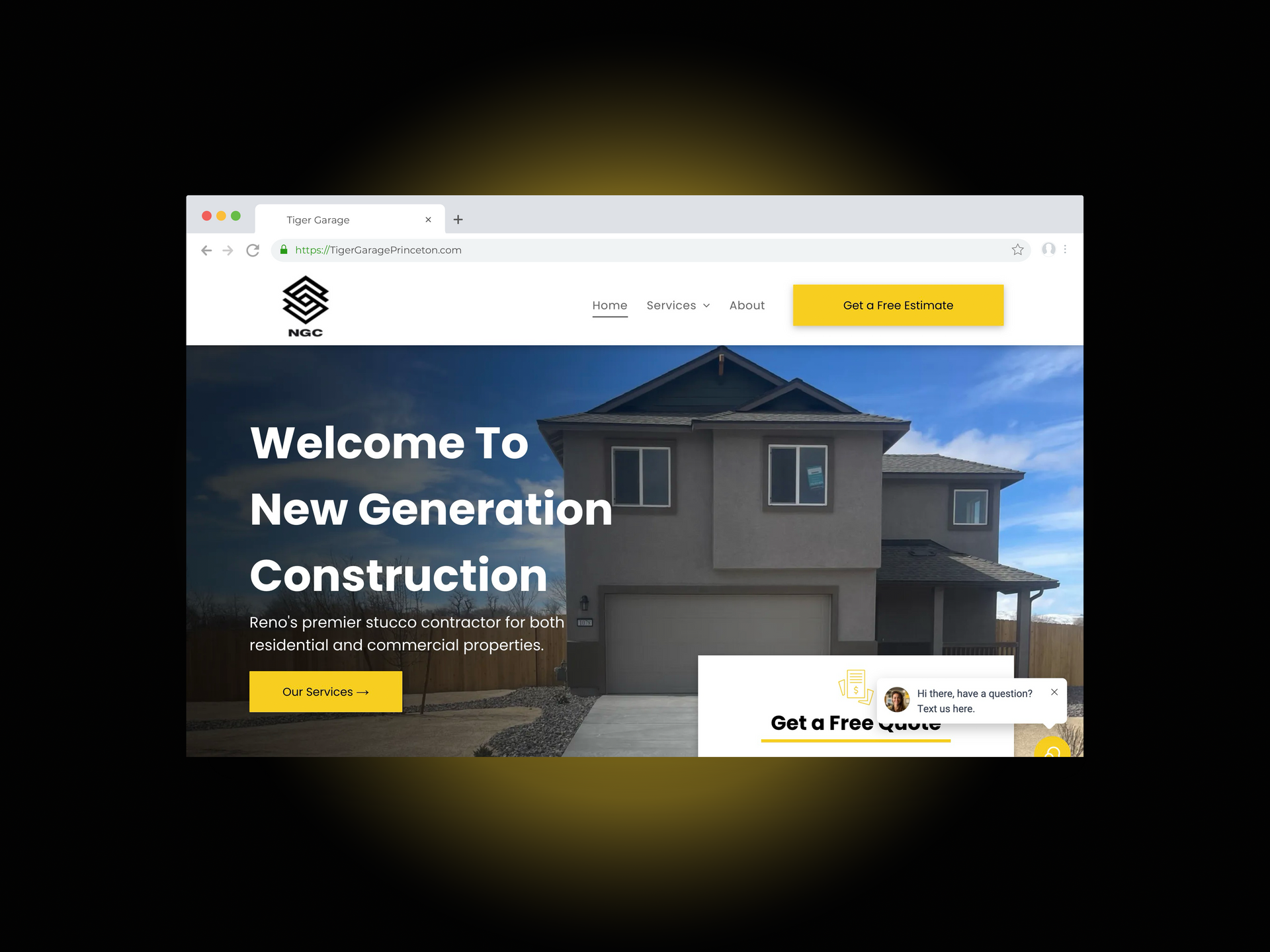 A website for a stucco contractor