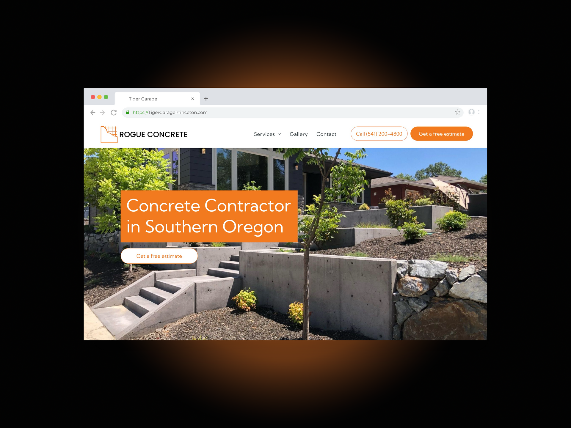 A website for a concrete contractor in southern oregon.