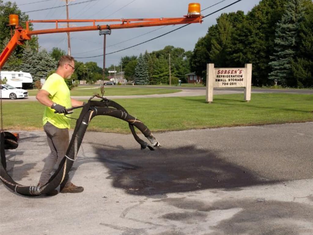 Asphalt Repair job being done by Dublin Commercial Property Services in Port Clinton, OH