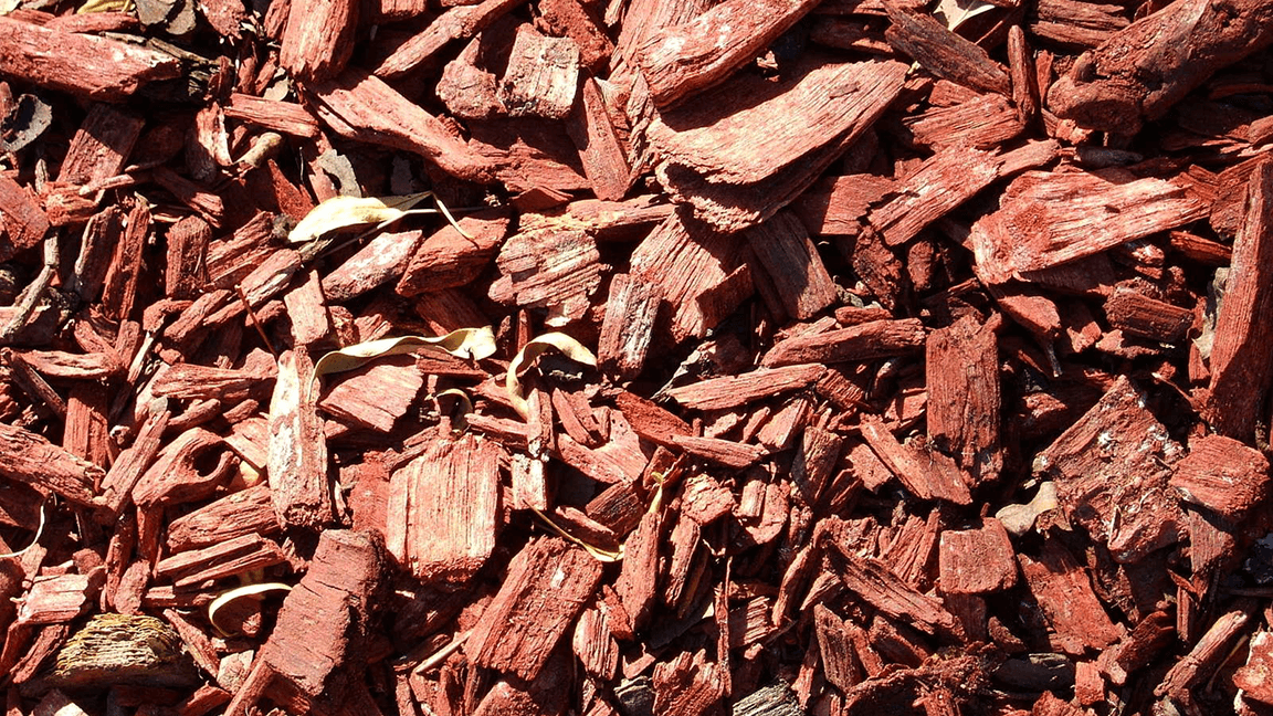 Mulch Installation Services. Red mulch.