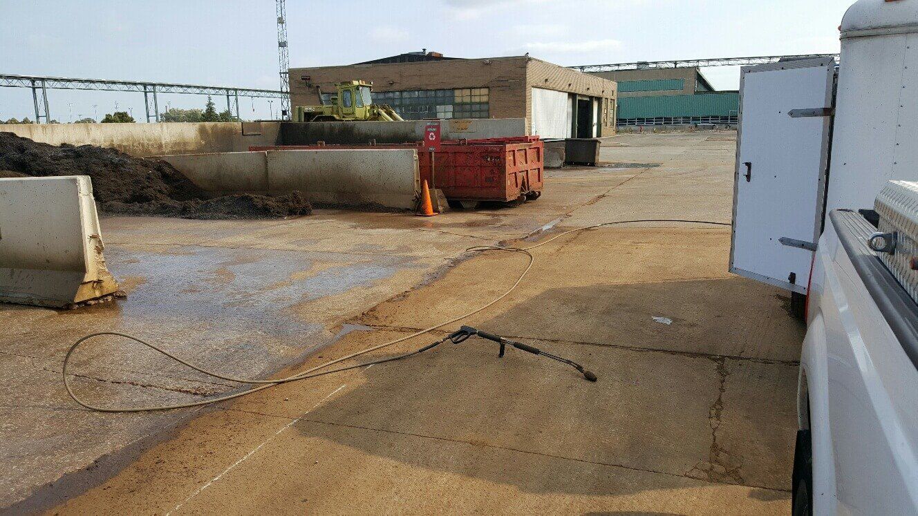 Pressure Washing of an industrial pad