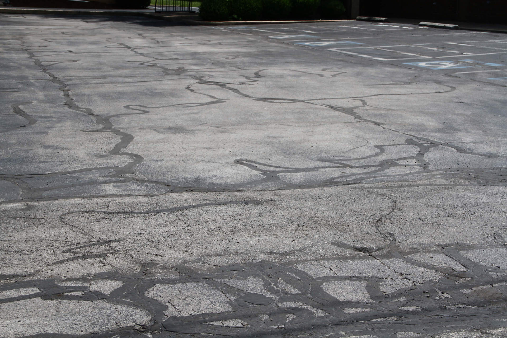 Parking lot in need of asphalt repair
