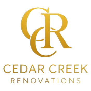 Gold logo for Cedar Creek Renovations featuring stylized letters "C" and "R" over the company name.
