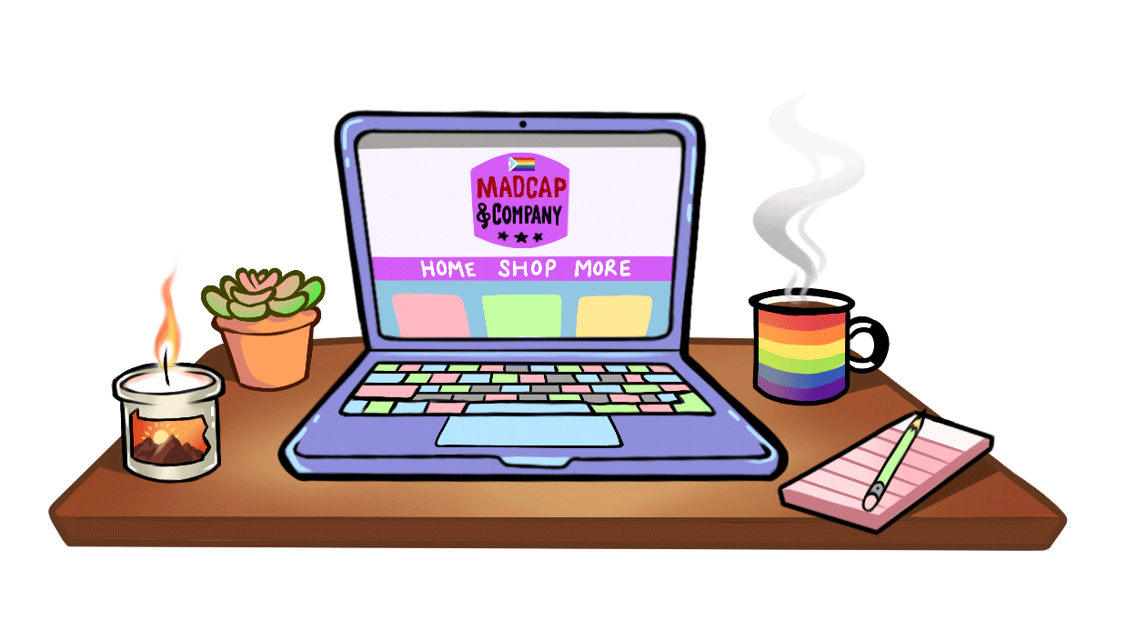 A laptop computer is sitting on a desk next to a cup of coffee and a candle.