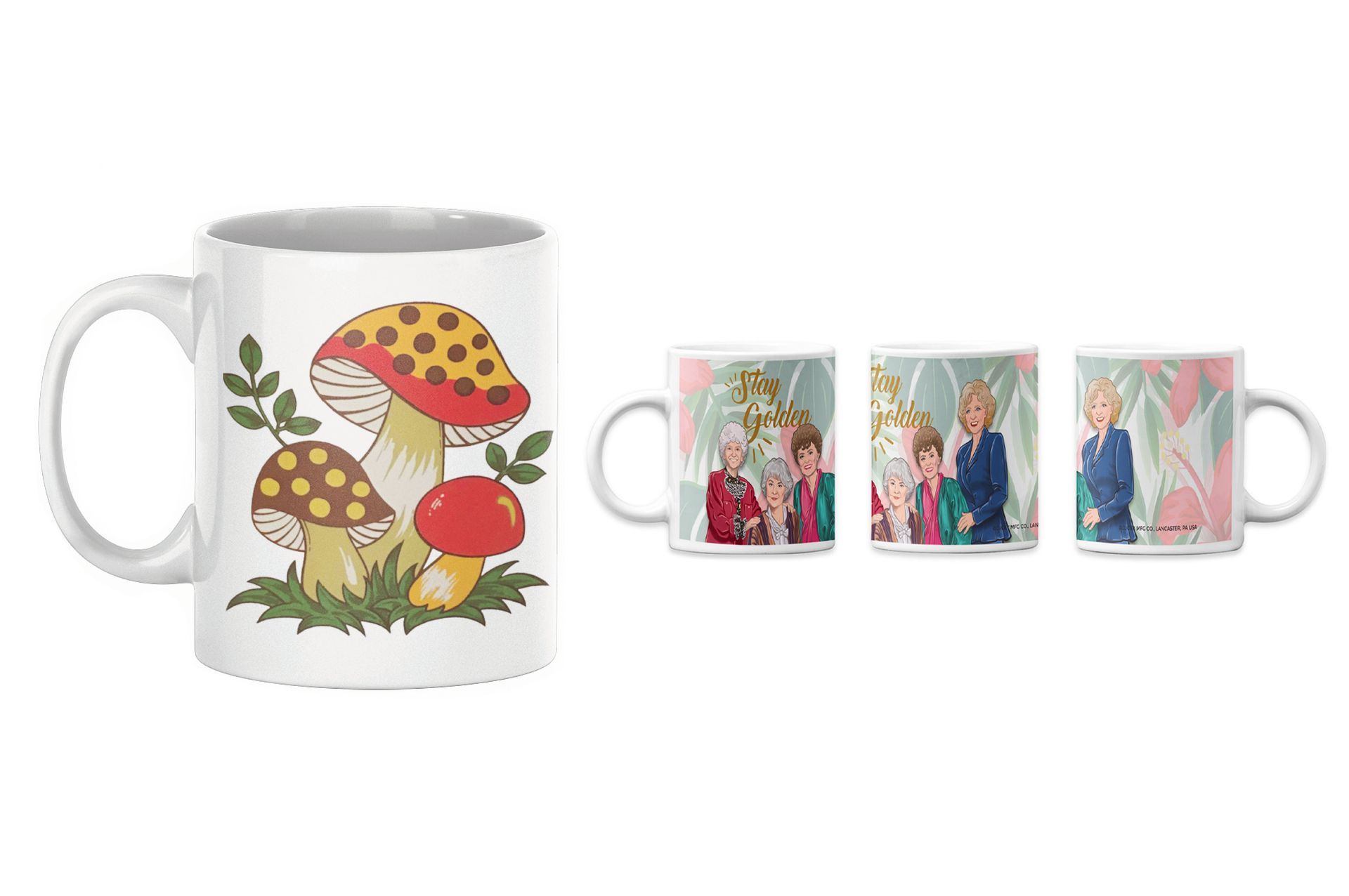 A couple of mugs sitting on top of a book on a table.