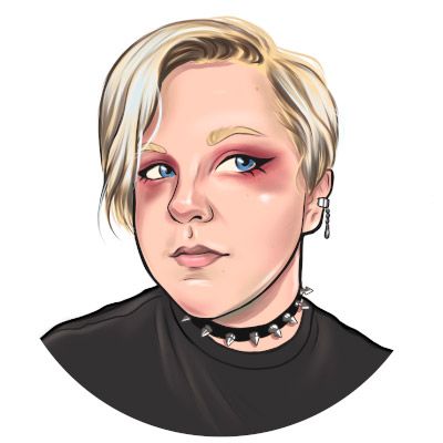 A cartoon of a woman wearing a shirt that says i just can 't