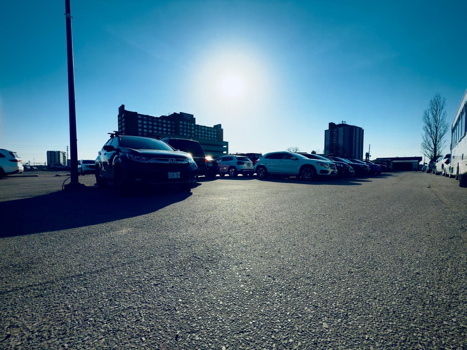 A lot of cars are parked in a parking lot.