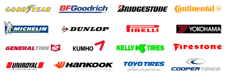 A bunch of tires logos on a white background