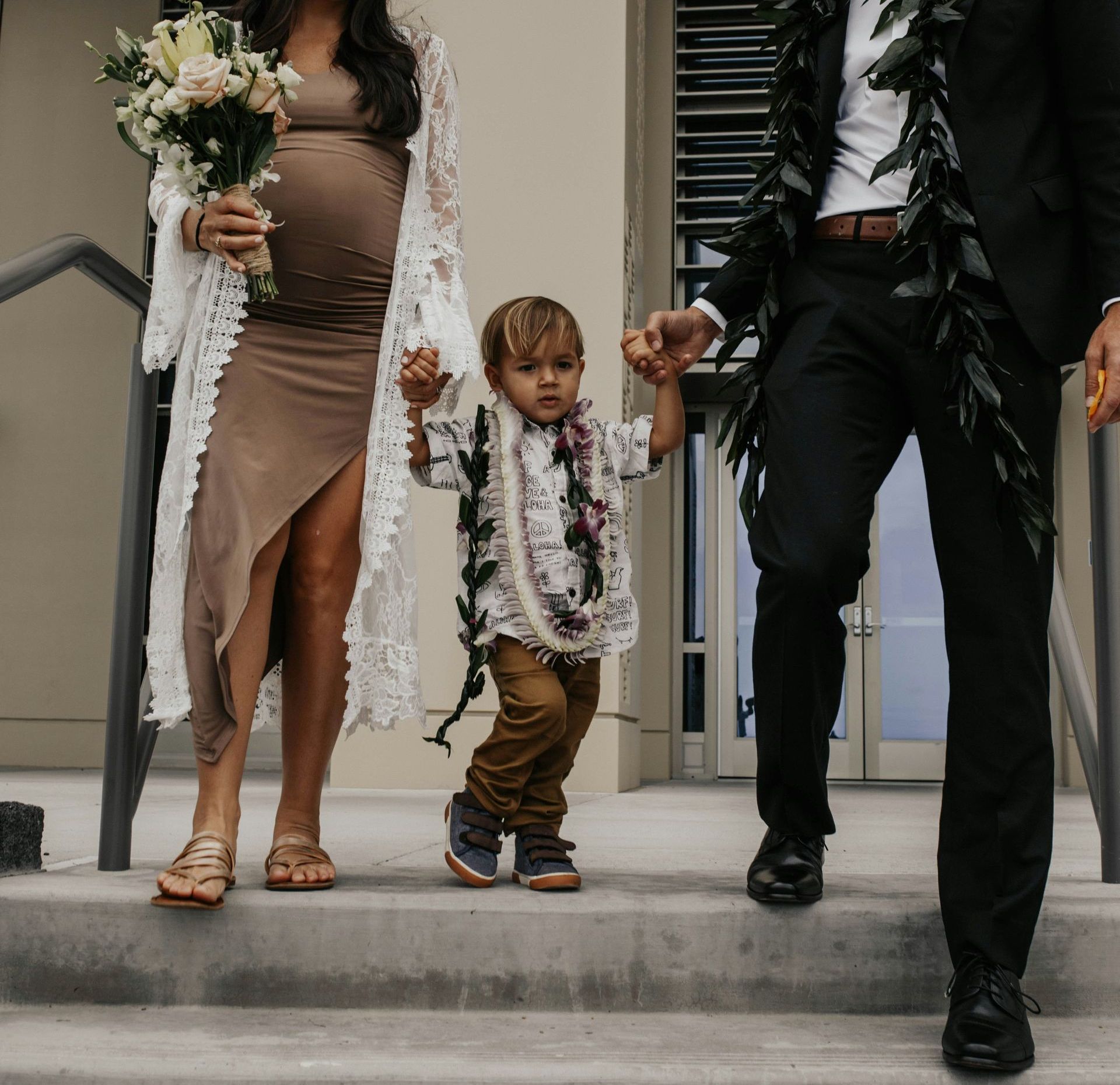 Blended family at a wedding ceremony.