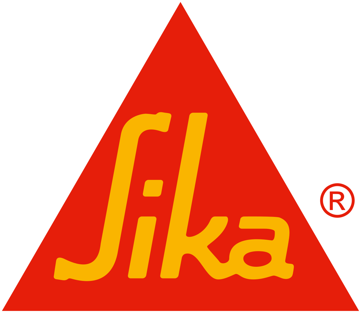 Un logo sika rouge et jaune sur fond blanc