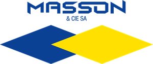 Un logo bleu et jaune pour masson & cie sa
