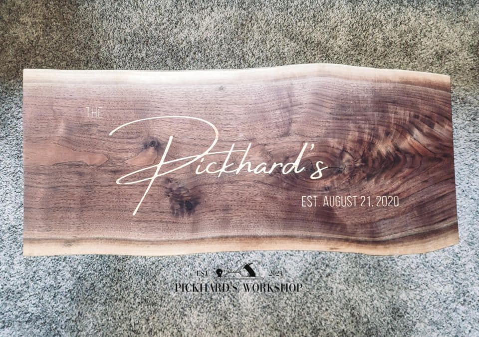 Pickhard's Workshop, Wood County WI, Marathon County WI, Marshfield WI, Hewitt WI, McMillan WI, Spencer WI, Spokeville WI, Unity WI, Colby WI, Abbotsford WI, Stratford WI, Auburndale WI, Junction City WI, Stevens Point WI, Arpin WI, Vesper WI, Pittsville WI, Granton WI, Neillsville WI, Lynn WI, Loyal WI, Greenwood WI, Carpentry, Carpenter, Carpenter Near Me, Home Improvement, Home Improvement Services Near Me, Custom Dining Table, Custom Coffee Table, Laser Engraving Near Me, Custom Laser Engraving, Photo Laser Engraving, CnC Engraving, Woodworking, Custom Woodworking, Custom Cutting Boards, Cutting boards, Table Design and Building, Custom Tables, Custom Wall Decor, Custom Flags, Military Flags, Police Flags, Custom American Flags, Epoxy Tables, Custom Epoxy Tables, Wood Countertops, Custom Wood Countertops, Wood Countertop Installation, Cabinet Installation, Cabinet Repair, Cabinet Repair Near Me