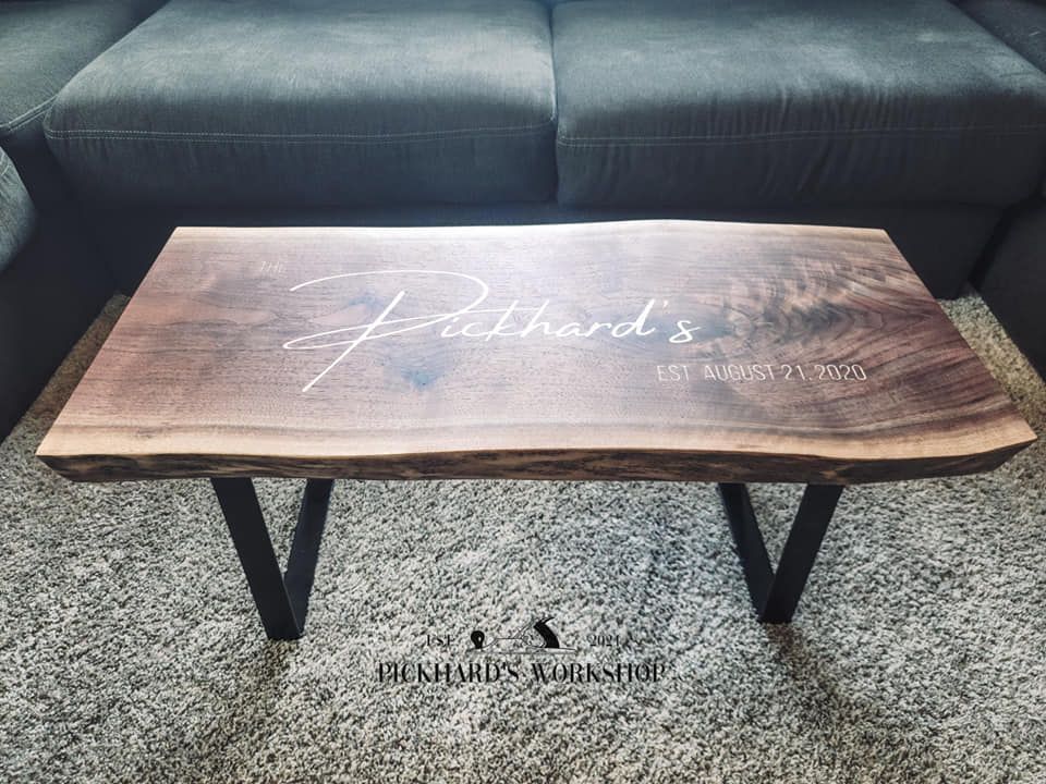 Pickhard's Workshop, Wood County WI, Marathon County WI, Marshfield WI, Hewitt WI, McMillan WI, Spencer WI, Spokeville WI, Unity WI, Colby WI, Abbotsford WI, Stratford WI, Auburndale WI, Junction City WI, Stevens Point WI, Arpin WI, Vesper WI, Pittsville WI, Granton WI, Neillsville WI, Lynn WI, Loyal WI, Greenwood WI, Carpentry, Carpenter, Carpenter Near Me, Home Improvement, Home Improvement Services Near Me, Custom Dining Table, Custom Coffee Table, Laser Engraving Near Me, Custom Laser Engraving, Photo Laser Engraving, CnC Engraving, Woodworking, Custom Woodworking, Custom Cutting Boards, Cutting boards, Table Design and Building, Custom Tables, Custom Wall Decor, Custom Flags, Military Flags, Police Flags, Custom American Flags, Epoxy Tables, Custom Epoxy Tables, Wood Countertops, Custom Wood Countertops, Wood Countertop Installation, Cabinet Installation, Cabinet Repair, Cabinet Repair Near Me