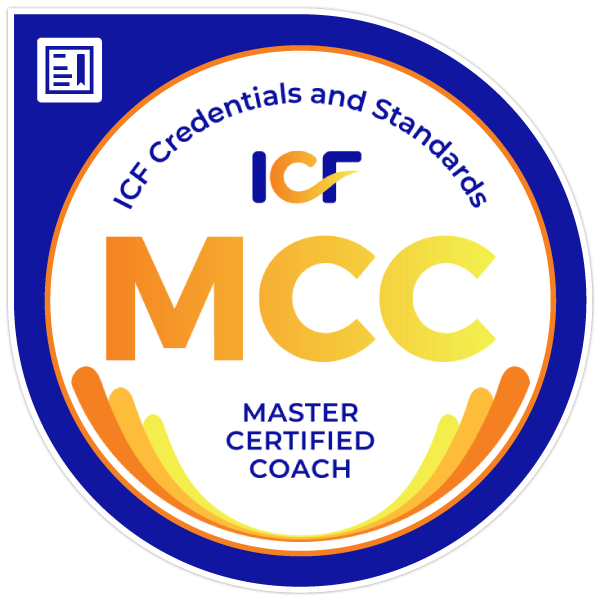 A logo for icf credentials and standards mcc master certified coach