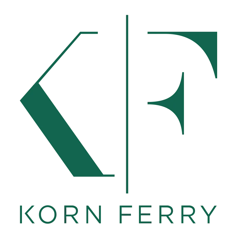 A green and white logo for korn ferry