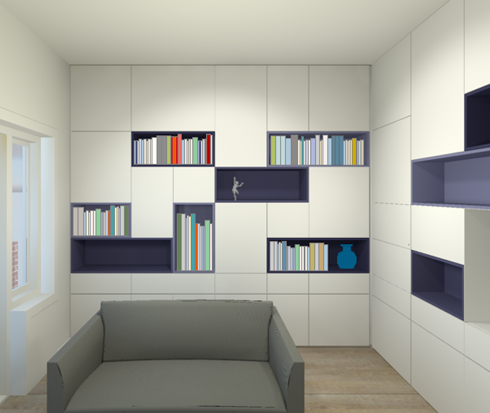 impressie ontwerp kastenwand