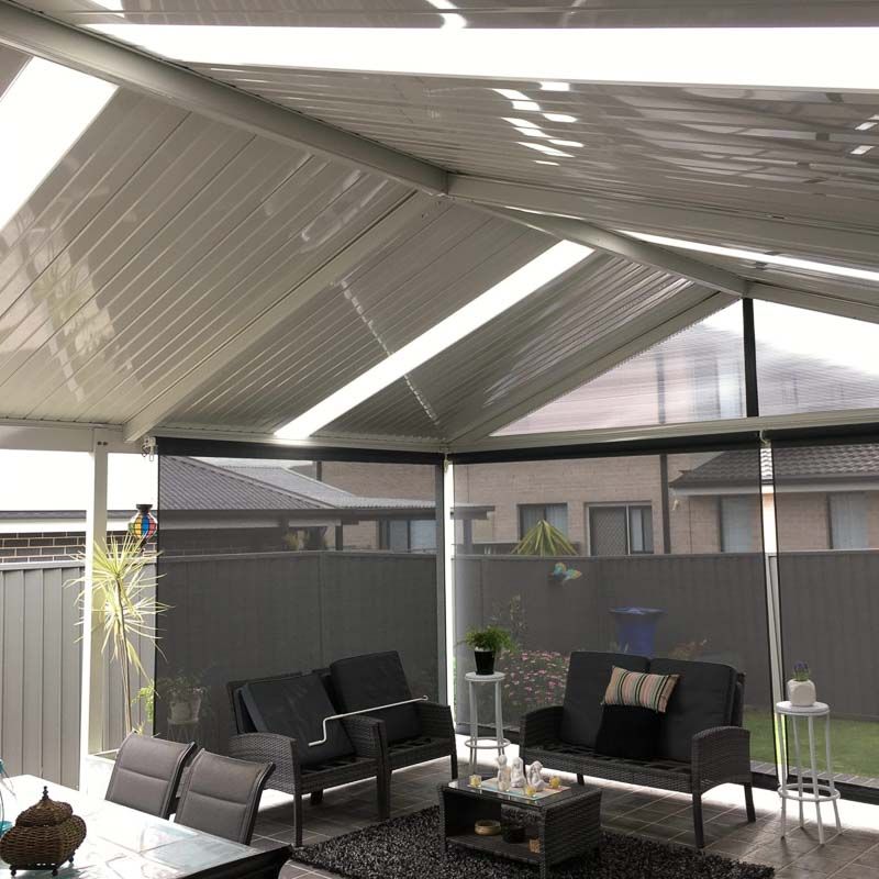 Outdoor Pergola With Gray Roof — Narellan Home Improvement Centre In Narellan, NSW