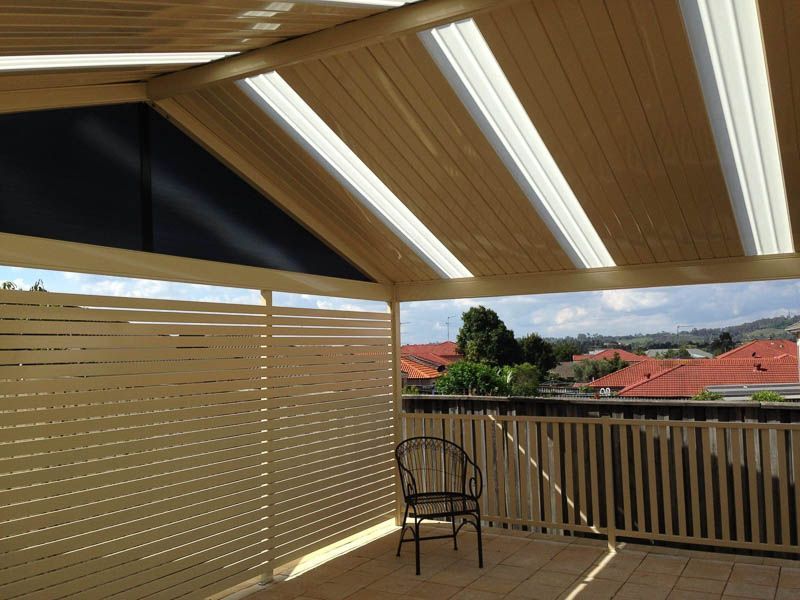 Beige Outdoor Patio With Privacy Screens — Narellan Home Improvement Centre In Narellan, NSW
