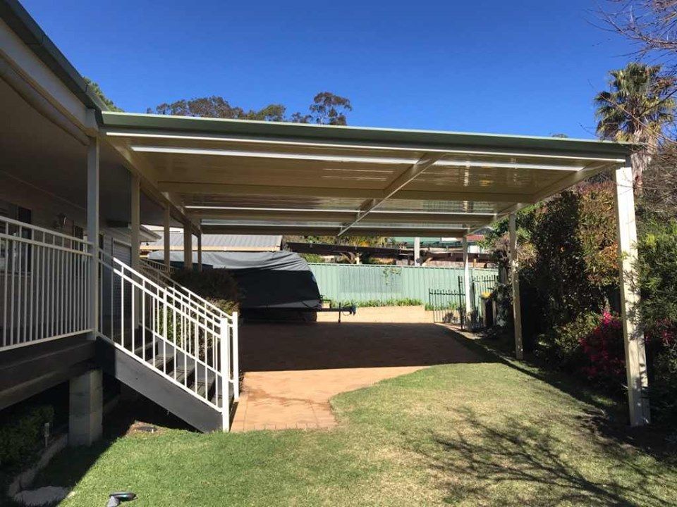 A Covered Outdoor Area With Cream-colored Roof — Narellan Home Improvement Centre In Southern Highlands, NSW
